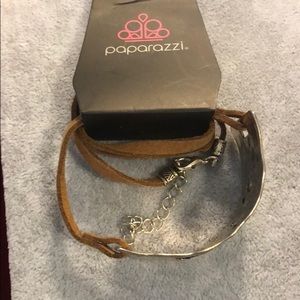 Silver plate w/ vine & faux leather wrap